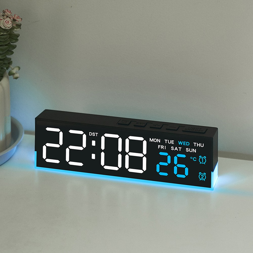 Adjustable LED Night Light Clock with Ambient Glow and Temperature Display