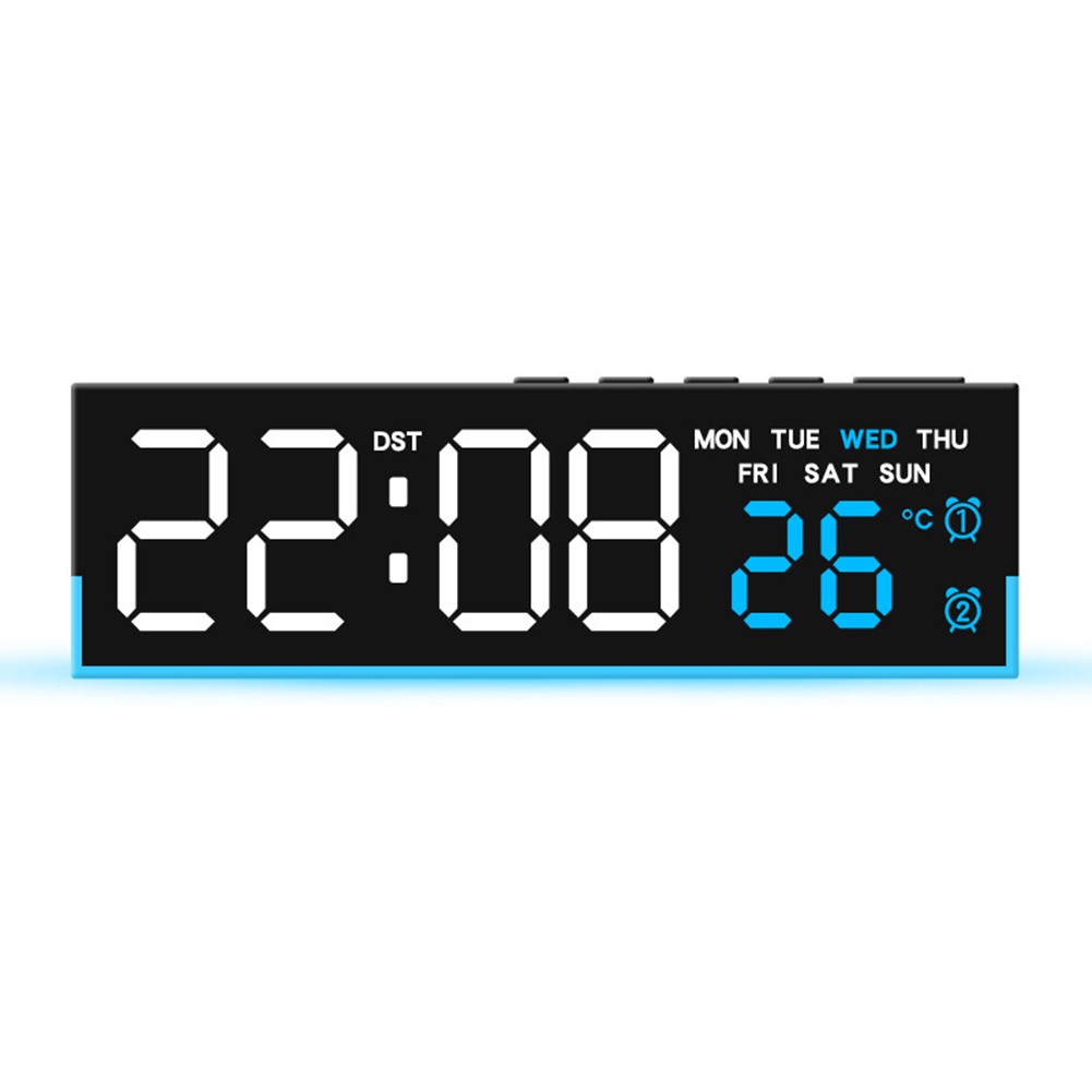 Adjustable LED Night Light Clock with Ambient Glow and Temperature Display