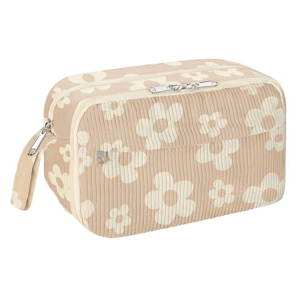 Stylish Corduroy Zippered Pencil Pouch Large Case for School and Travel