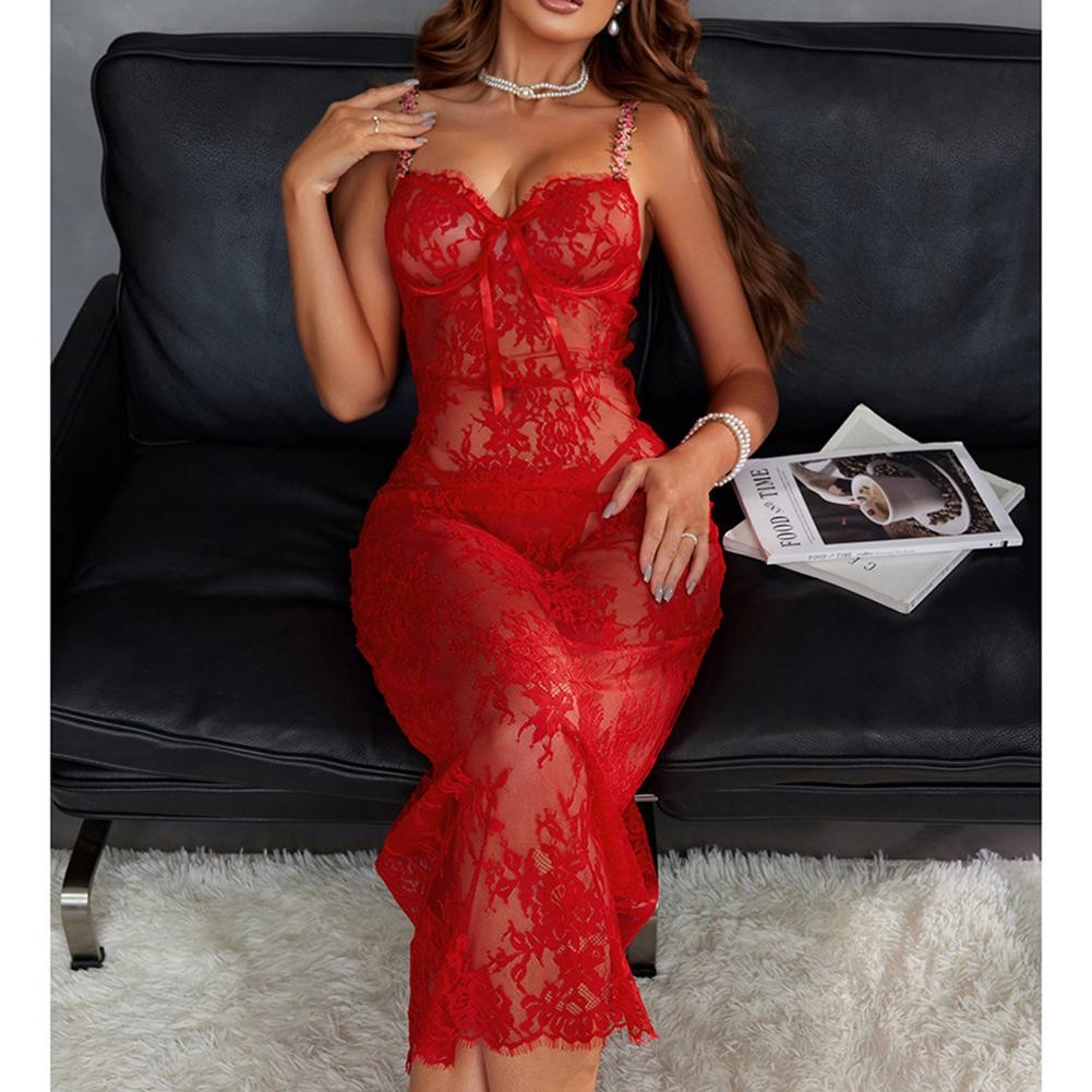 Sexy Women Dress See Through Dress Three Quarters Cup Shape Comfortable Fabric - Picture 30 of 32