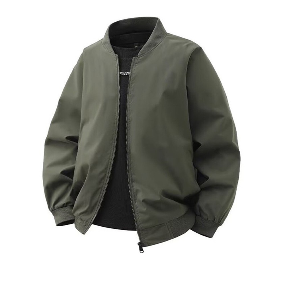 Men's Casual Loose Fit Stand Collar Jacket Thin Outerwear for Spring and Autumn - Picture 14 of 22