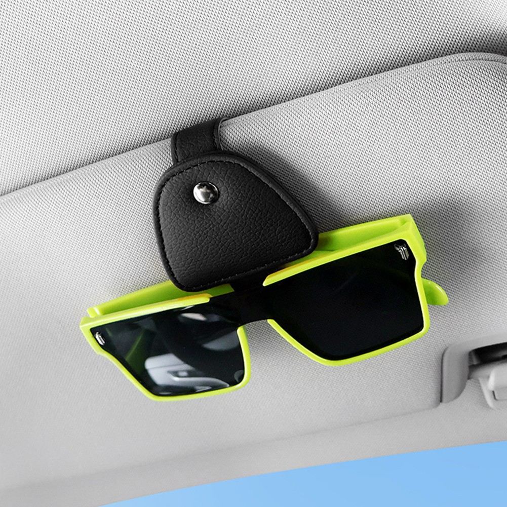 PU Leather Magnetic Glasses Holder Clip for Car Sun Visor Simple Install
