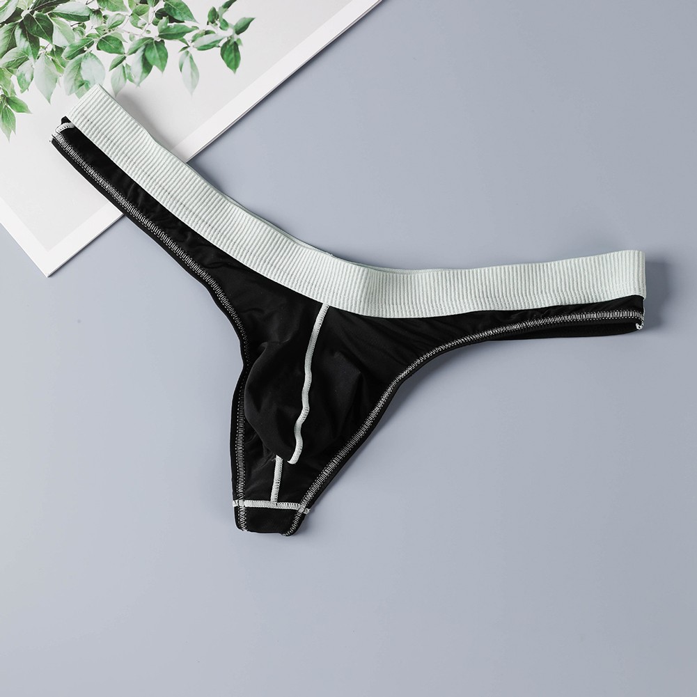 Breathable Men Ice Silk Low Waist Underwear Thong G String Classic Style
