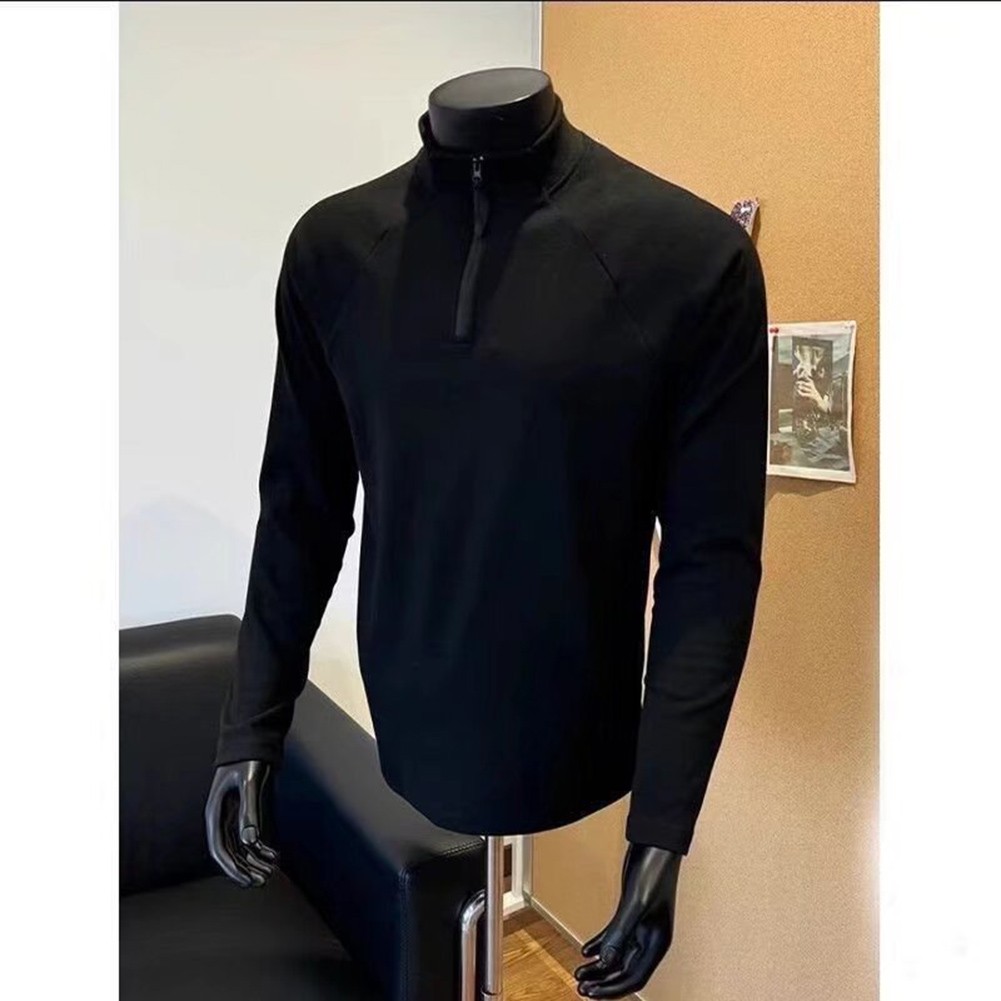Sporty Half Zip Long Sleeve T Shirt Stand Collar for Running Casual Spring Wear