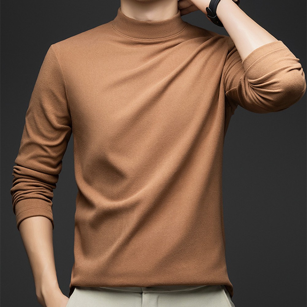 Half Turtleneck Mens Sweater Warm Knit Top Casual Pullover Solid Color Winter