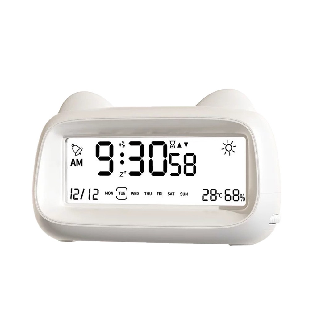 Digital Alarm Clock with Backlight Display Weekday Temperature and Timer Option