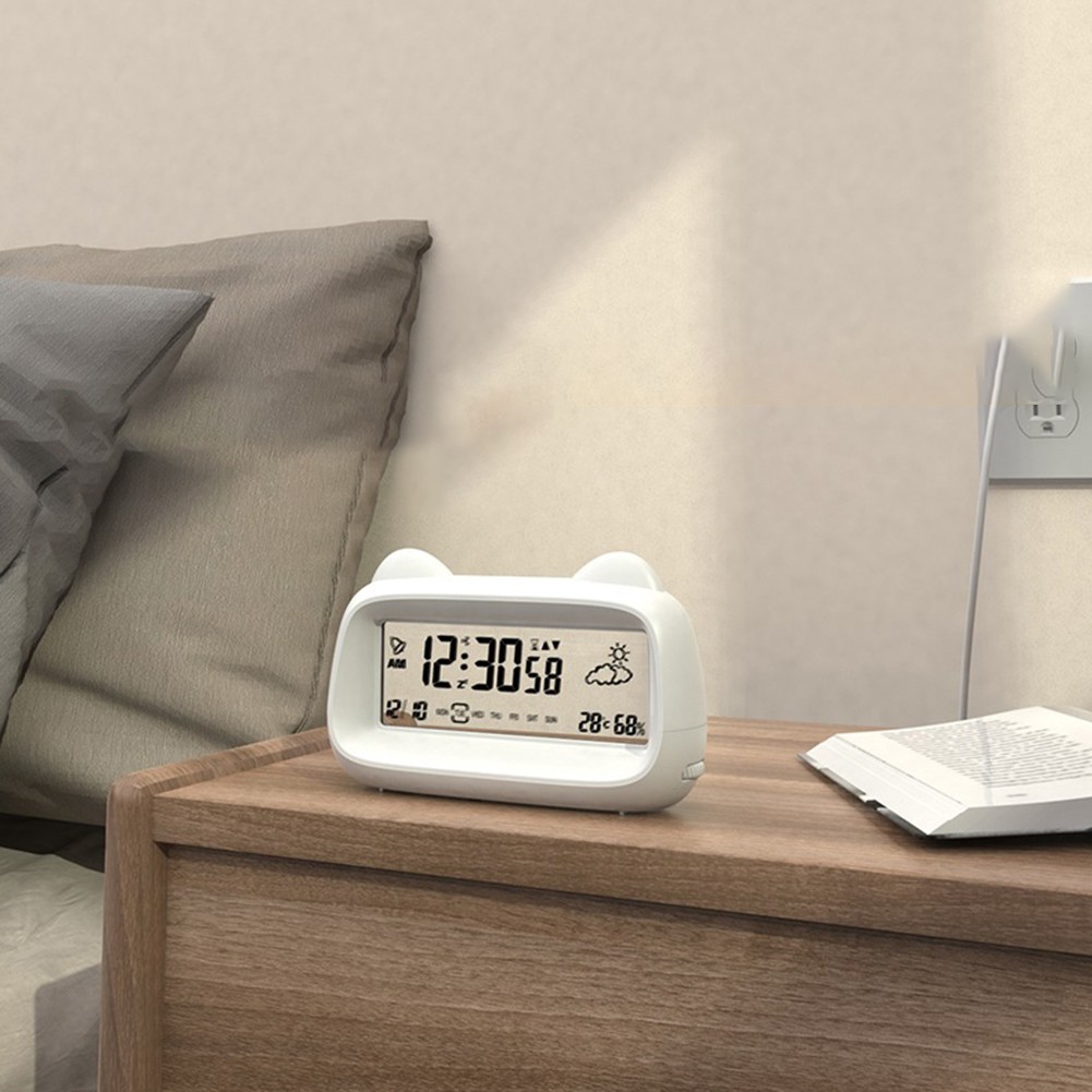 Digital Alarm Clock with Backlight Display Weekday Temperature and Timer Option