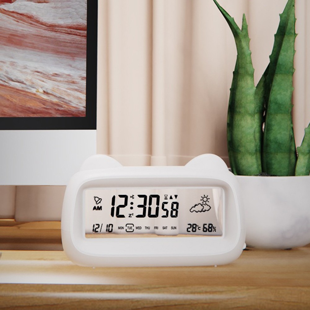 Digital Alarm Clock with Backlight Display Weekday Temperature and Timer Option