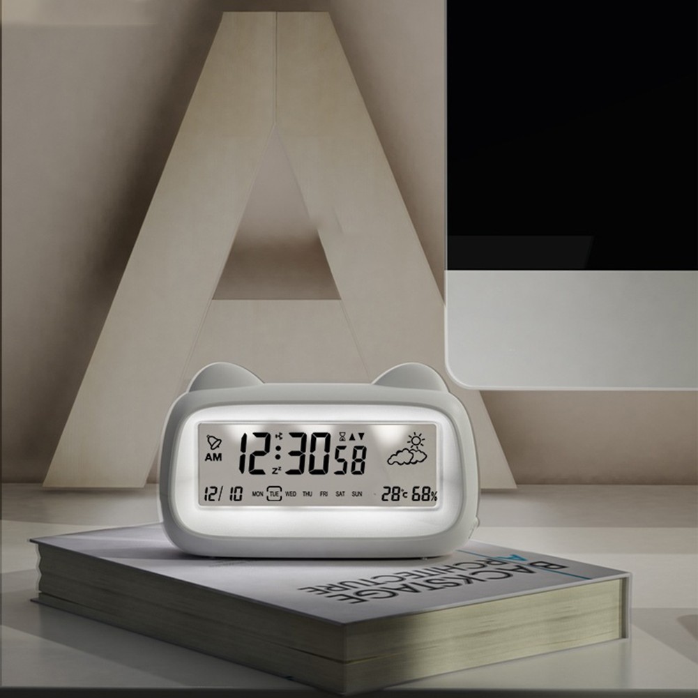 Digital Alarm Clock with Backlight Display Weekday Temperature and Timer Option