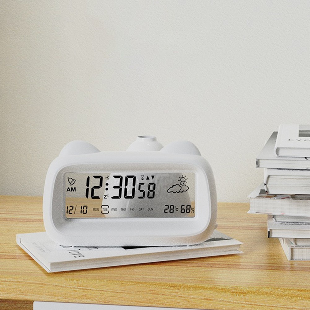 Digital Alarm Clock with Backlight Display Weekday Temperature and Timer Option