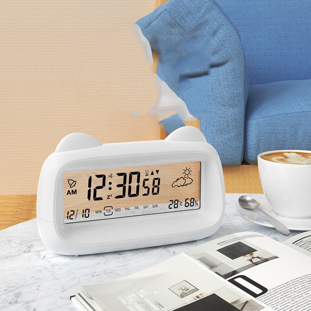 Digital Alarm Clock with Backlight Display Weekday Temperature and Timer Option