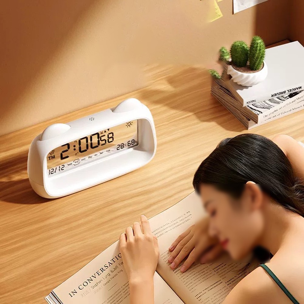 Digital Alarm Clock with Backlight Display Weekday Temperature and Timer Option