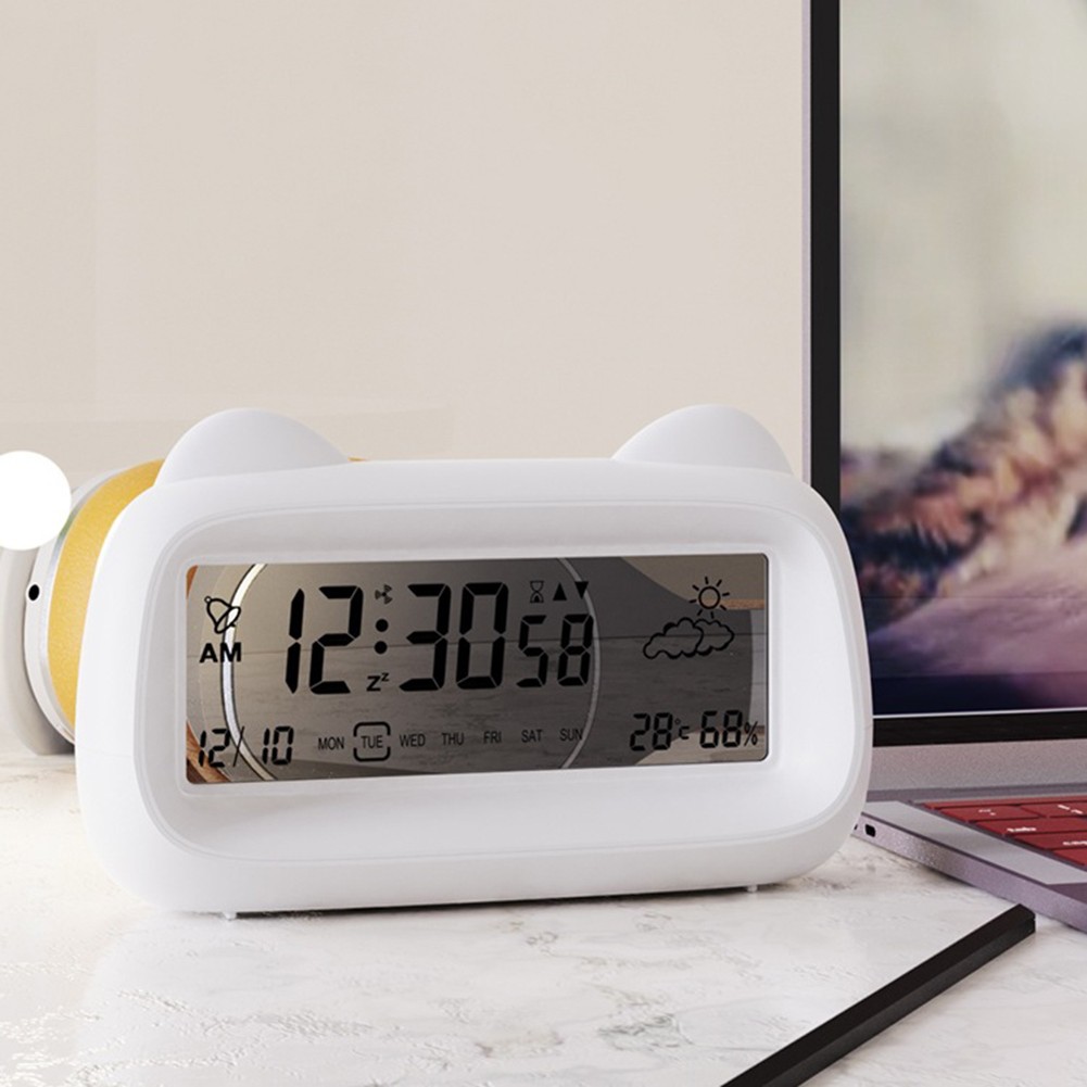 Digital Alarm Clock with Backlight Display Weekday Temperature and Timer Option