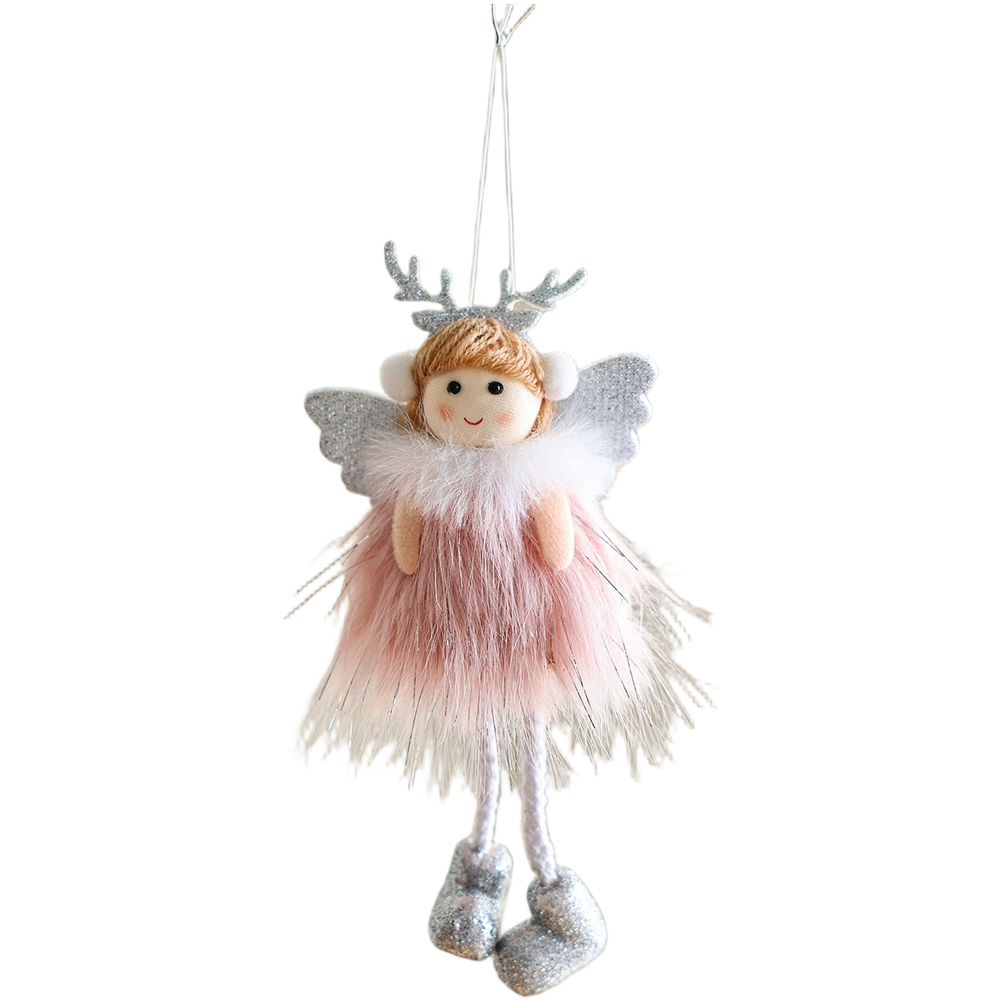Festive Angel Girl Cloth Doll with Reindeer Antlers for Christmas Display - Picture 14 of 14
