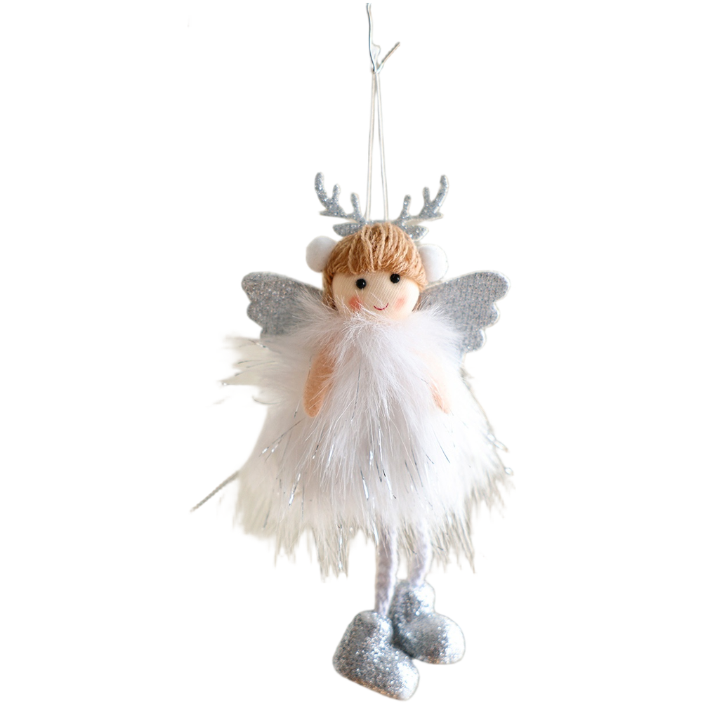 Festive Angel Girl Cloth Doll with Reindeer Antlers for Christmas Display - Picture 13 of 14