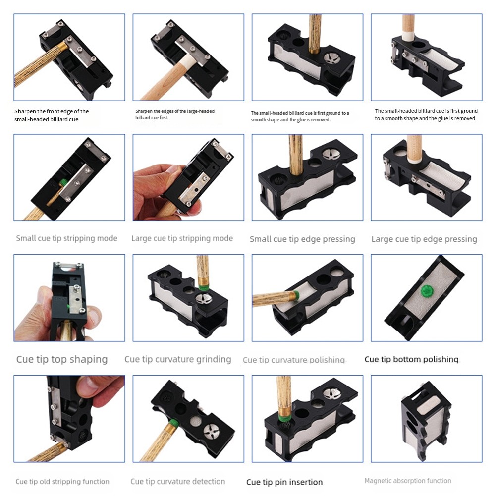 Multi Function 16 in 1 Cue Tip Shaper for Billiards with Compact Design