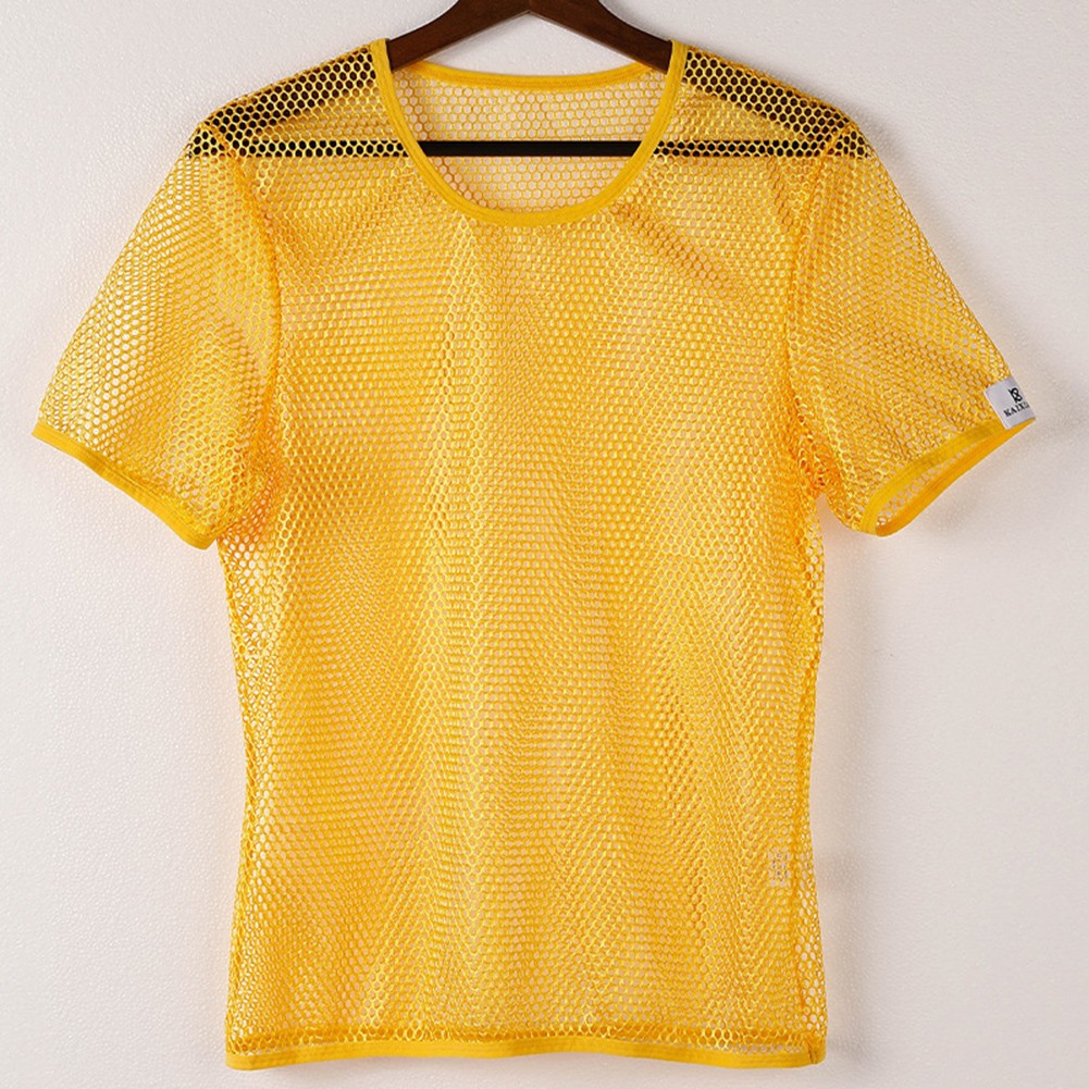 Mesh See Through Men TShirt Fishnet Short Sleeve Clubwear Undershirt Tee - Picture 17 of 20