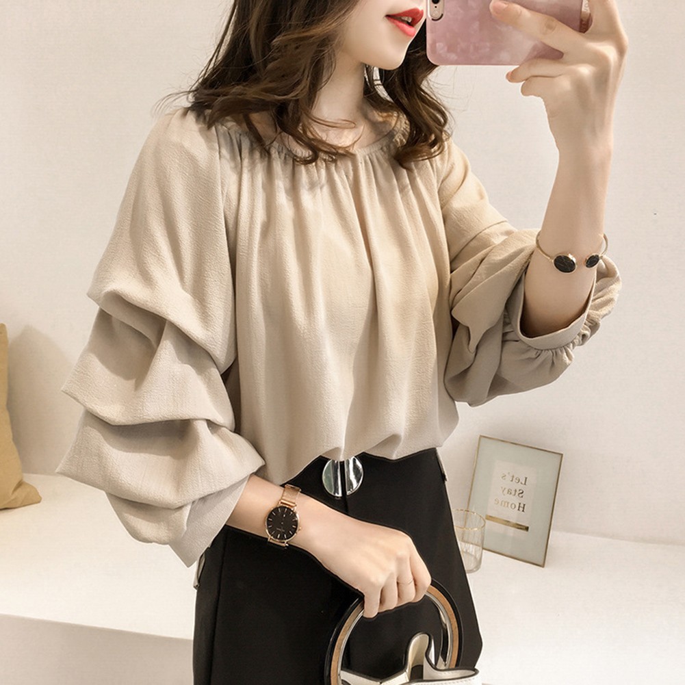 One Shoulder Neckline Casual Men Blouse Korean Loose Fit Round Neck Shirt
