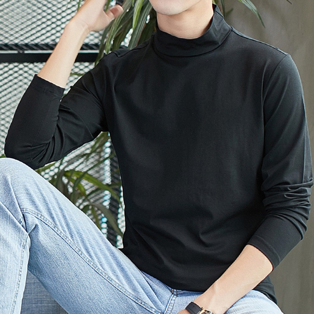 Half Turtleneck Tops Activewear Pullover Breathable Fabric Long Sleeve Shirt