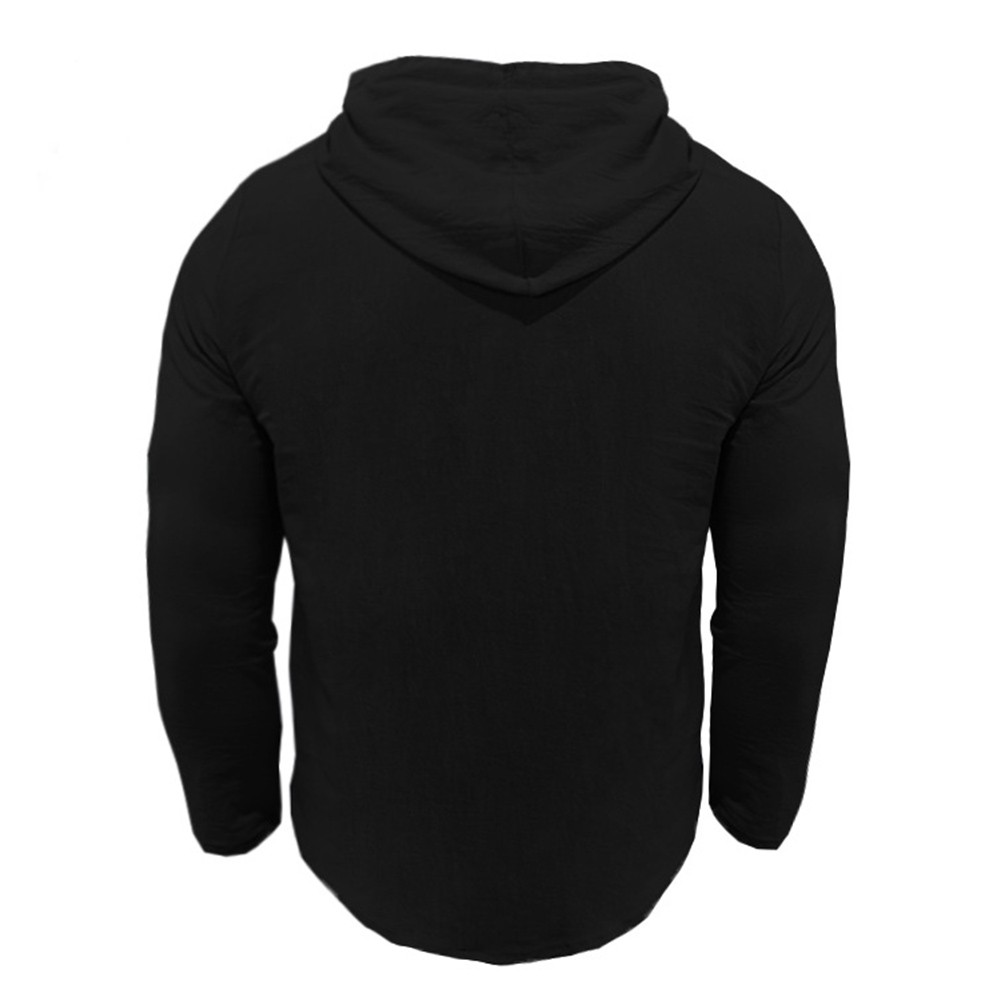 For Mens Hooded Linen Shirt Casual Soft Loose Fit Long Sleeve Button Front Top - Picture 23 of 56