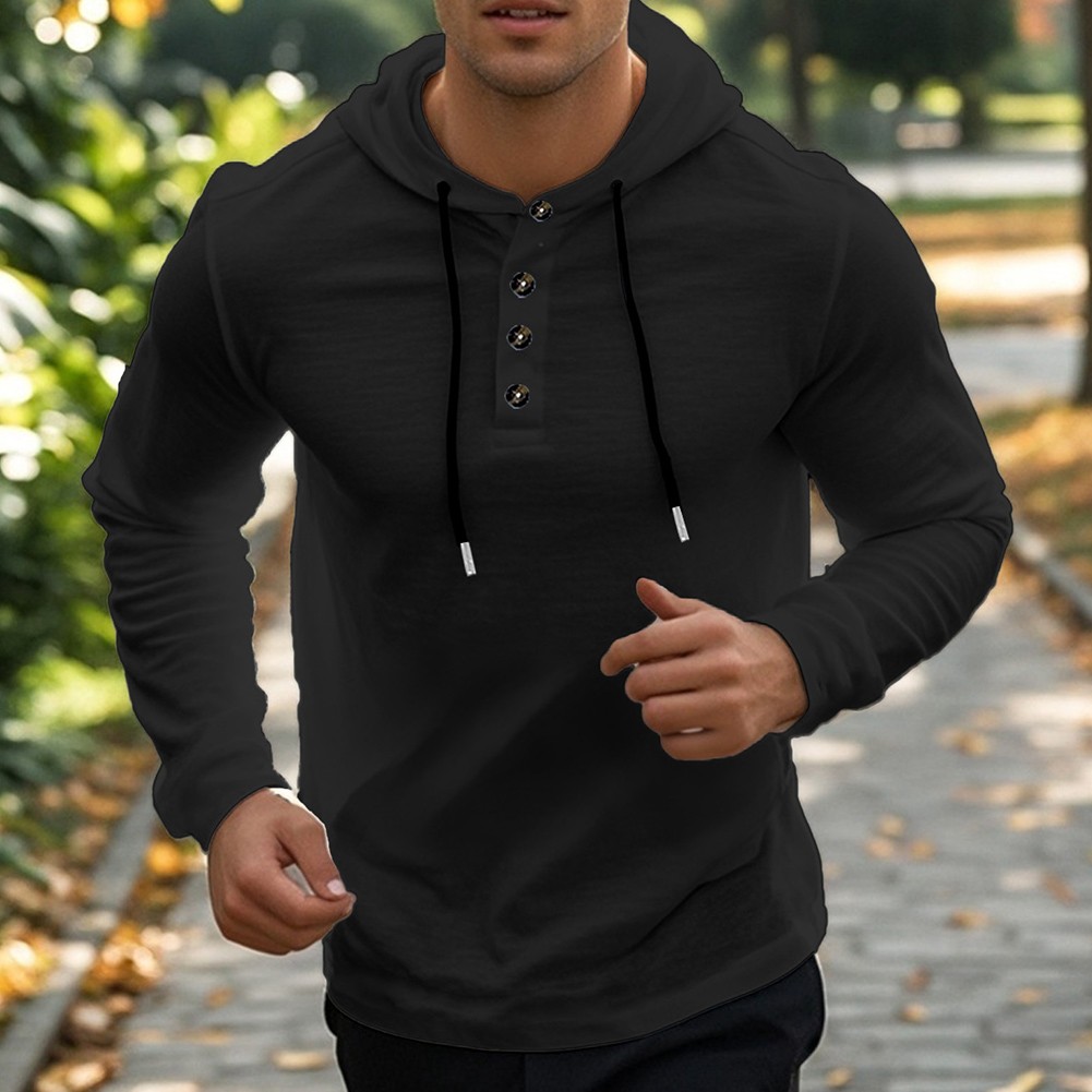 For Mens Hooded Linen Shirt Casual Soft Loose Fit Long Sleeve Button Front Top - Picture 21 of 56