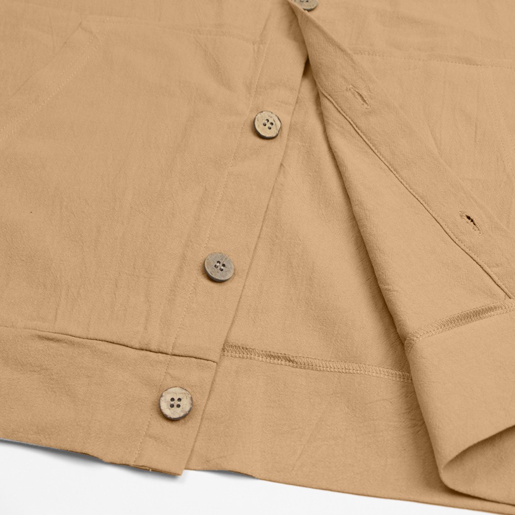 Mens Long Sleeve Linen Hooded Shirt Vintage Style Loose Casual Button Cardigan - Picture 26 of 49