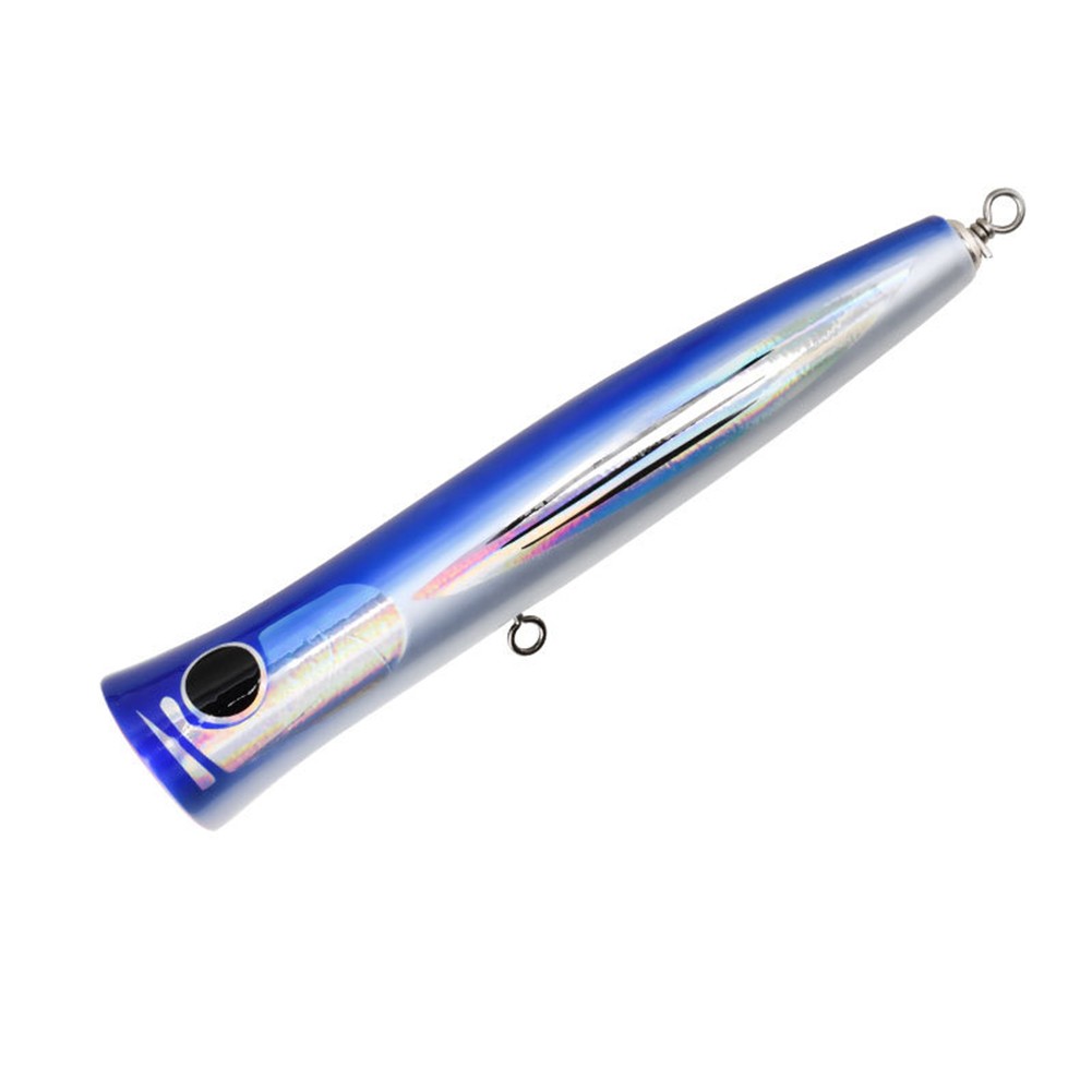 22 5cm Wooden For Surface Trolling Popper Lure for Boat Fishing Bait Blue Gray