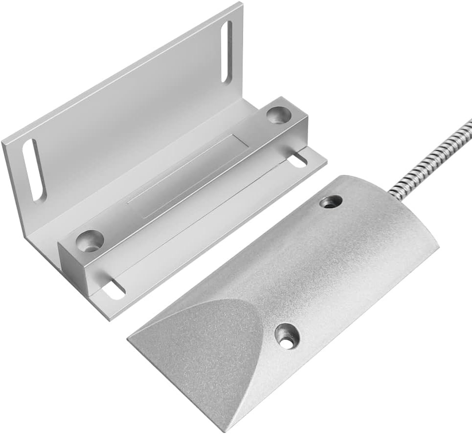2 Sets Wired Magnetic Garage Door Sensor Contacts with Bracket for Security