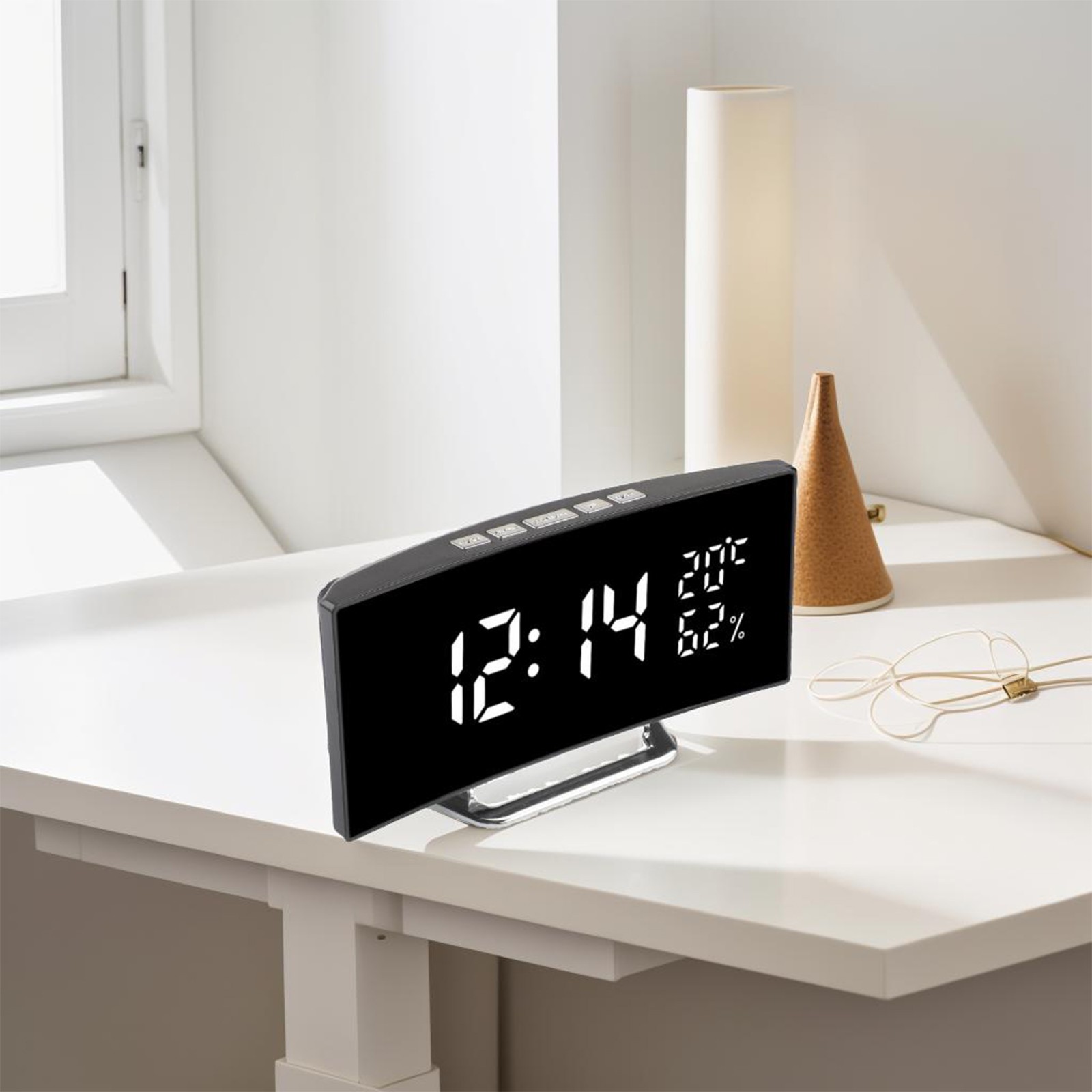 LED Digital Alarm Clock with Adjustable Brightness and Humidity Display