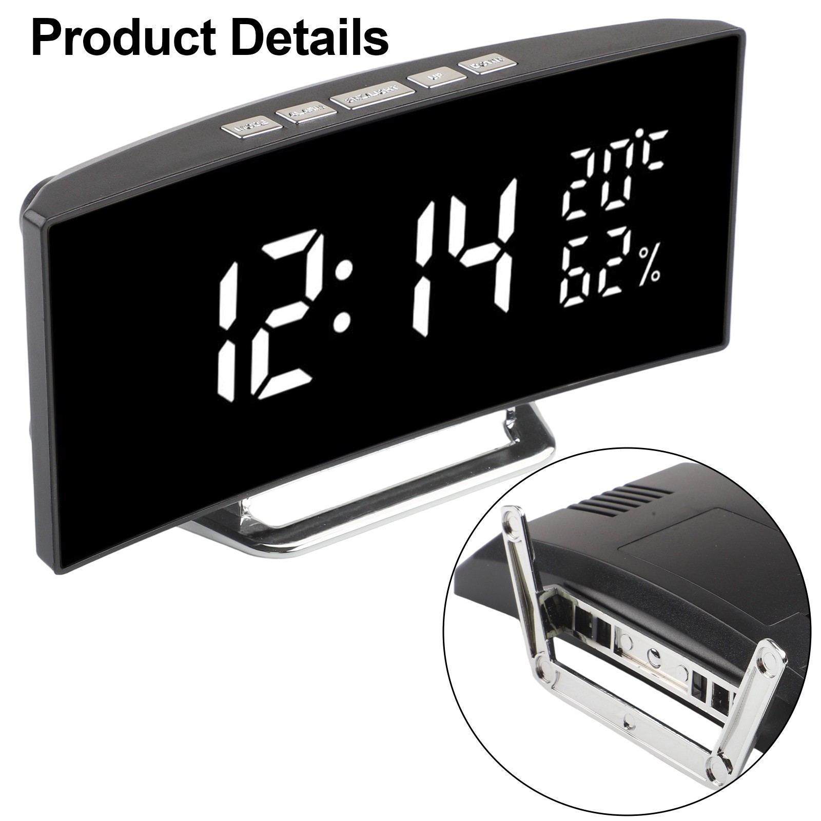 LED Digital Alarm Clock with Adjustable Brightness and Humidity Display