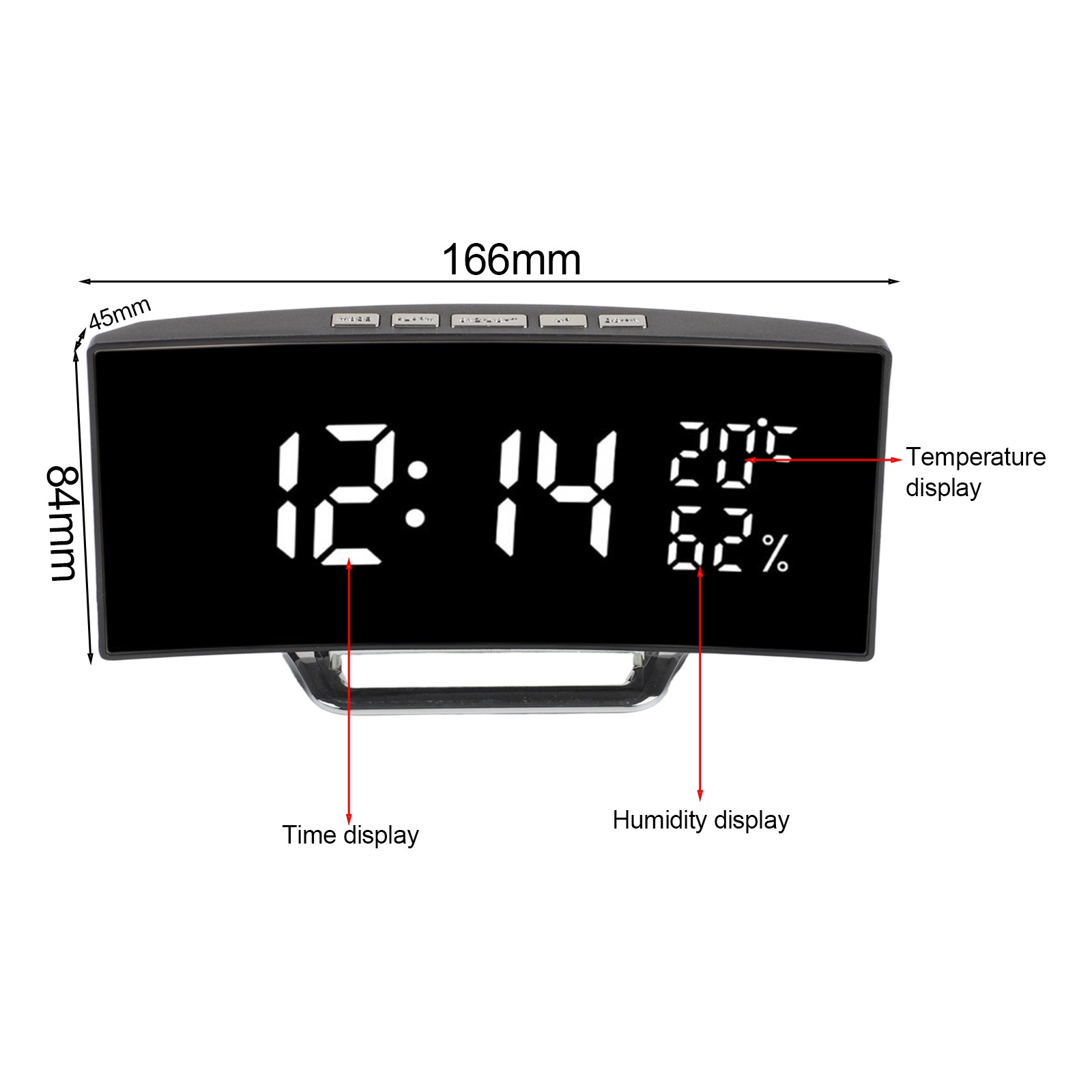LED Digital Alarm Clock with Adjustable Brightness and Humidity Display
