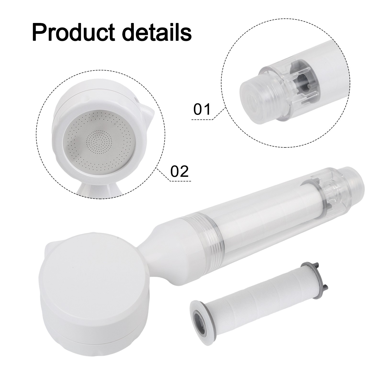 Pressurized travel showerhead with filter portable lightweight for hotel use