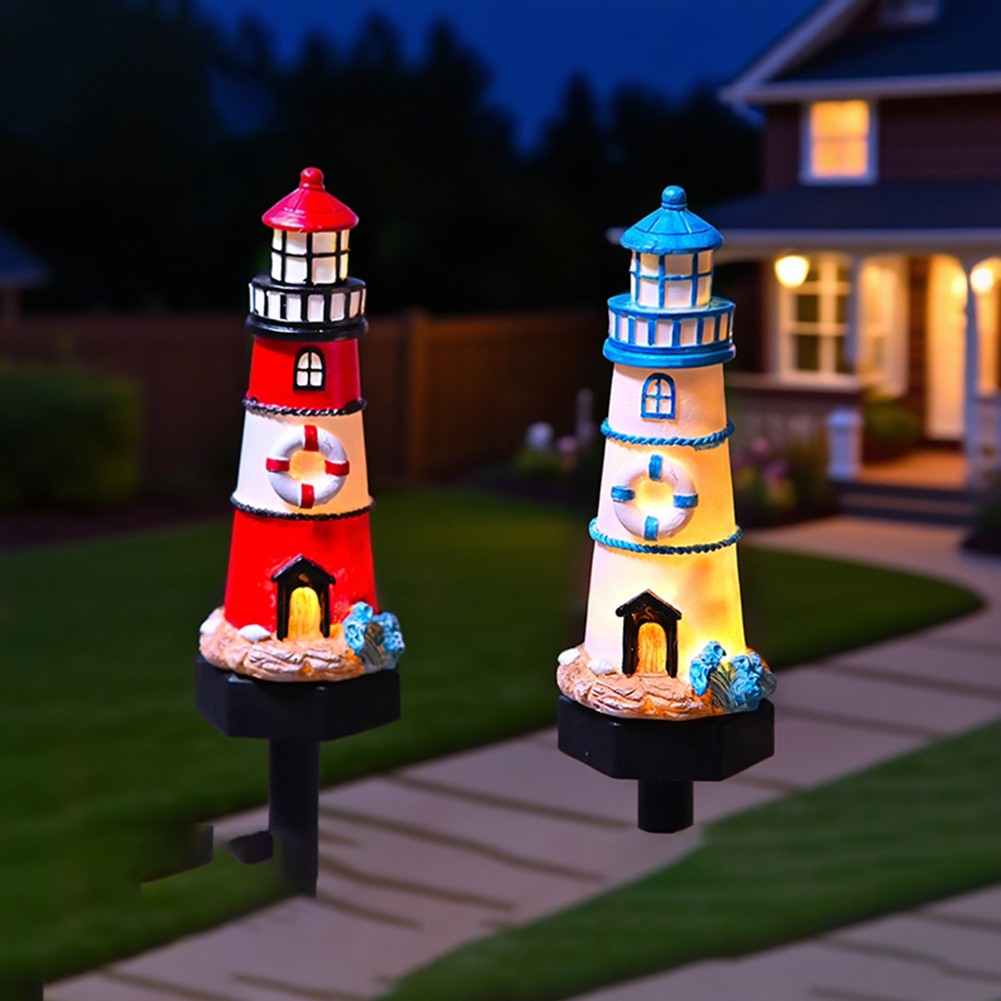 Resin Solar Lighthouse Light LED Waterproof for Outdoor Garden Decoration - Produktbild 5