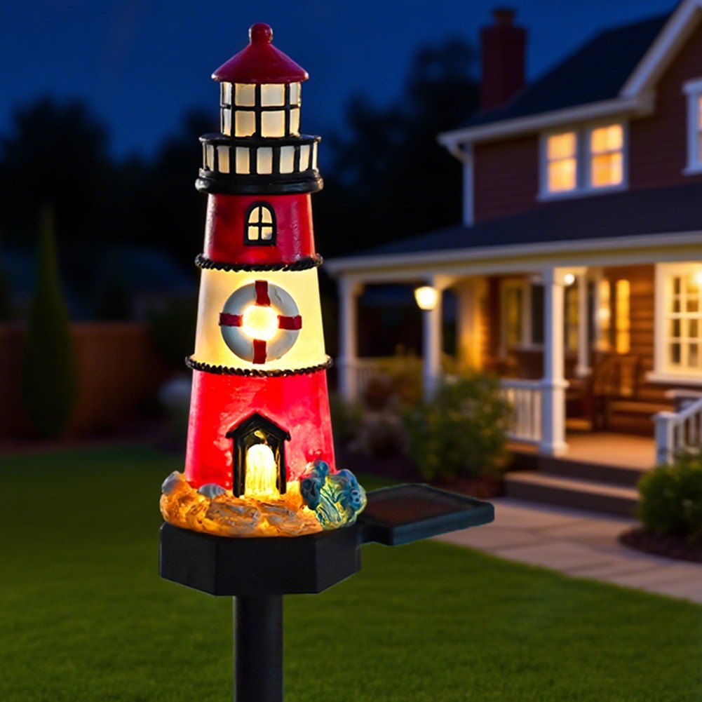 Energy Saving Solar Garden Lighthouse Light Waterproof LED Outdoor Decor