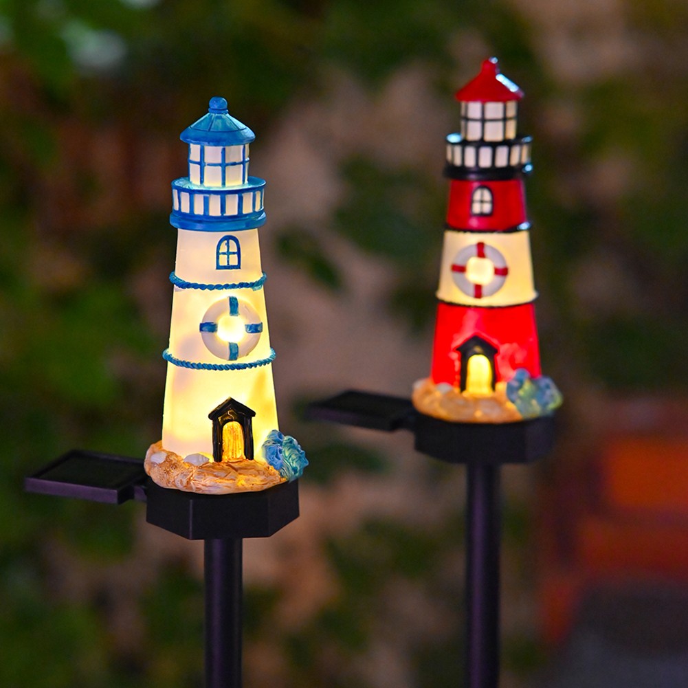 Resin Solar Lighthouse Light LED Waterproof for Outdoor Garden Decoration - Produktbild 3
