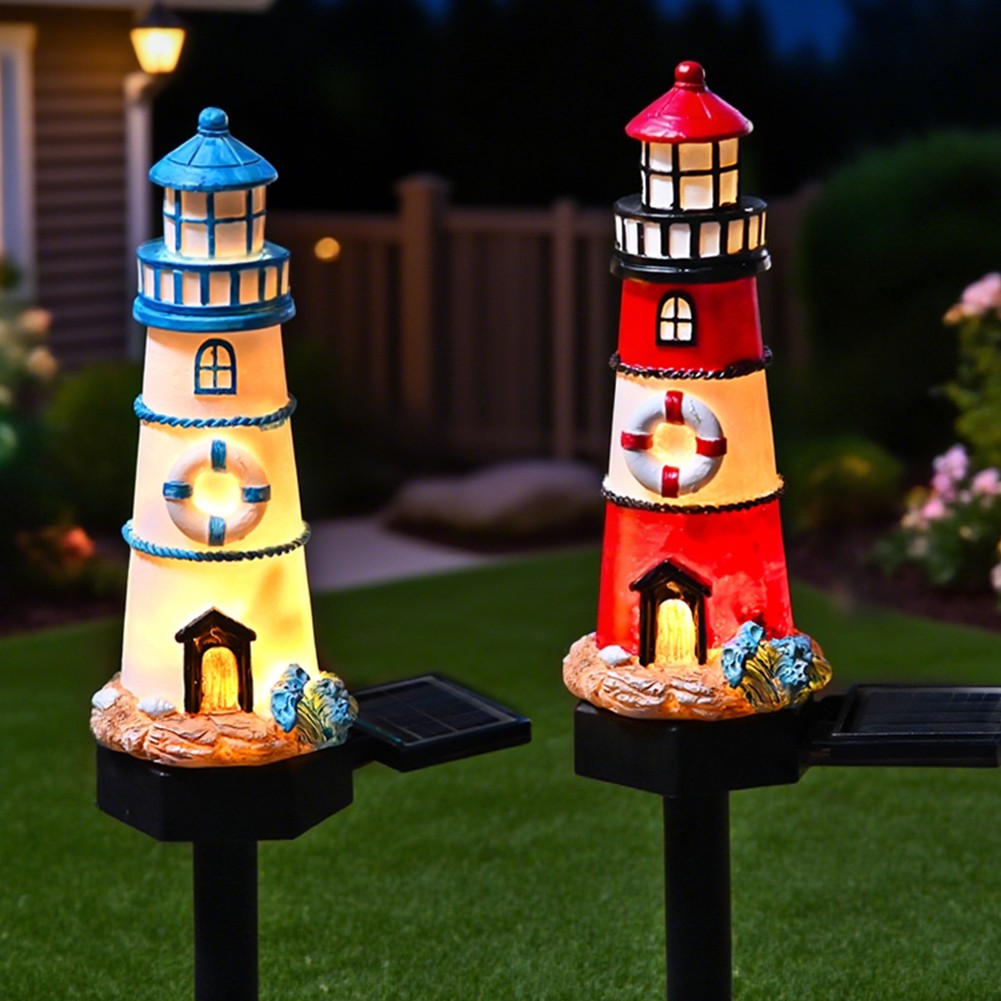 Resin Solar Lighthouse Light LED Waterproof for Outdoor Garden Decoration - Produktbild 2
