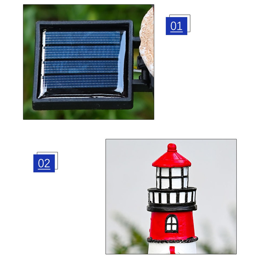 Resin Solar Lighthouse Light LED Waterproof for Outdoor Garden Decoration - Produktbild 7