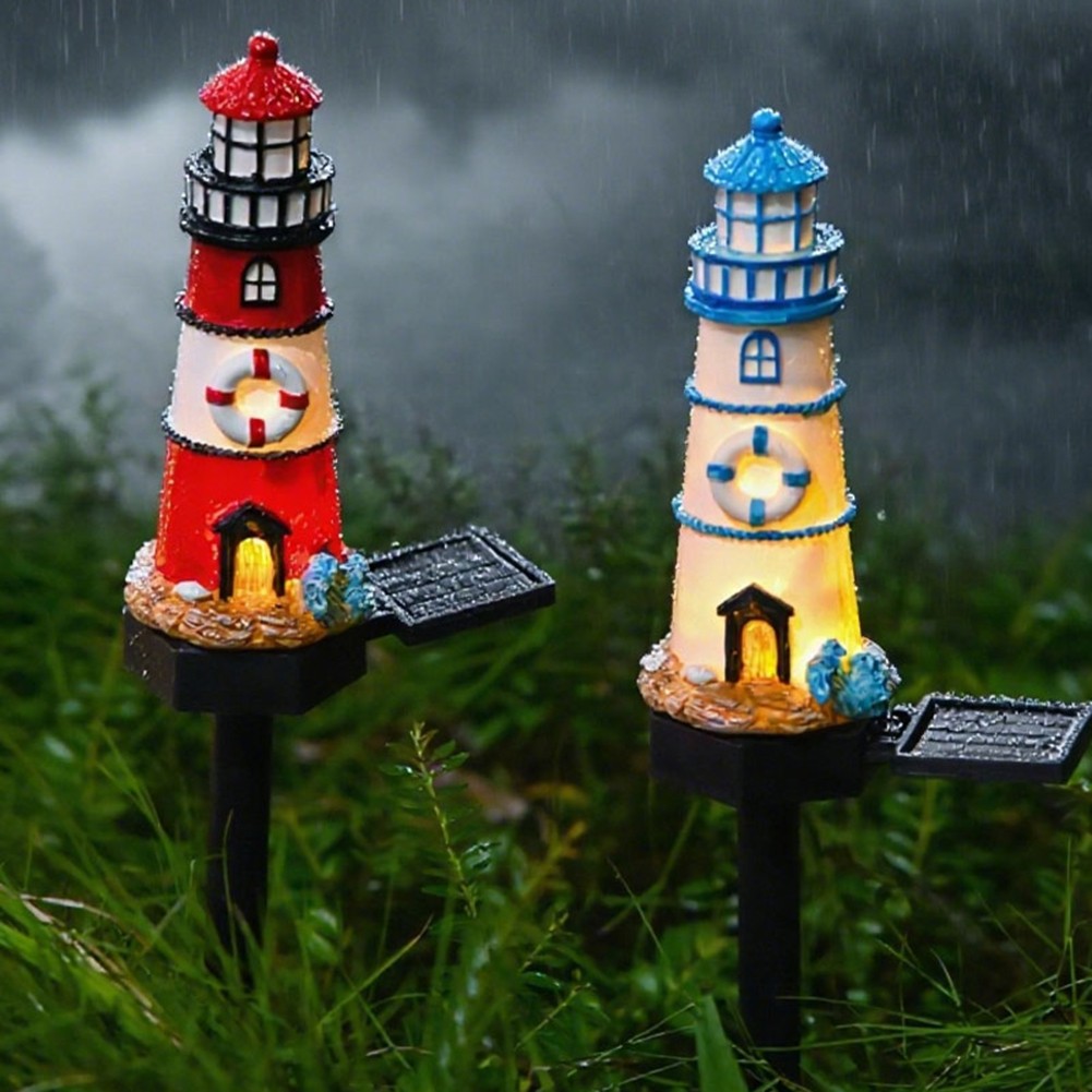 Resin Solar Lighthouse Light LED Waterproof for Outdoor Garden Decoration - Produktbild 6