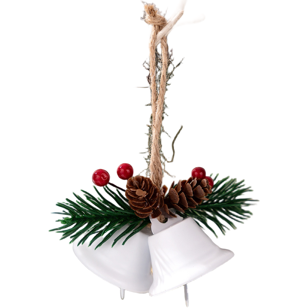 Christmas Hanging Bell Pendant with Simulated Pinecone Double Bell Iron - Picture 16 of 16