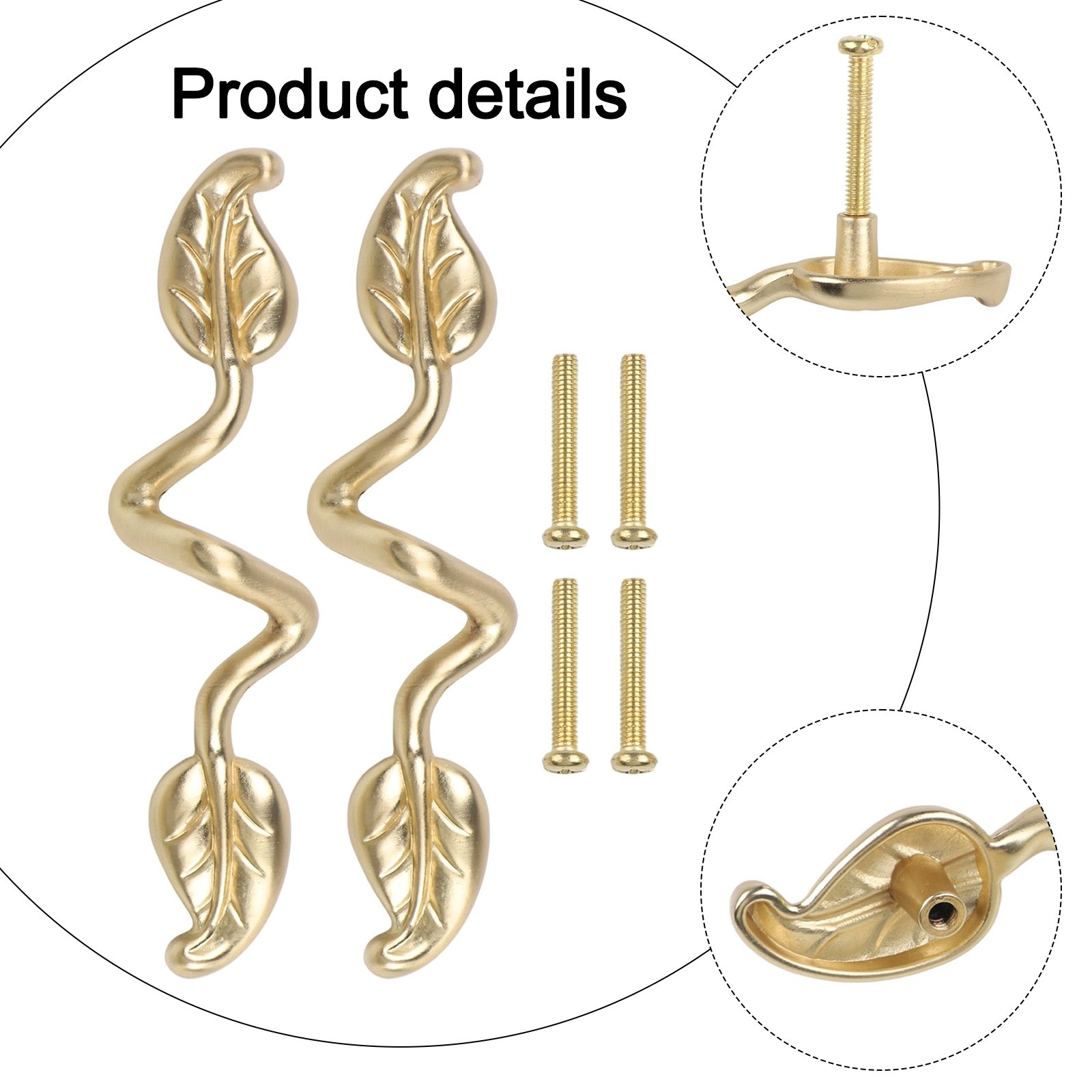 Leaf Patterned Cabinet Handles with Simple Installation Set of 2 Pieces