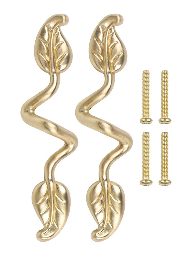 Leaf Patterned Cabinet Handles with Simple Installation Set of 2 Pieces