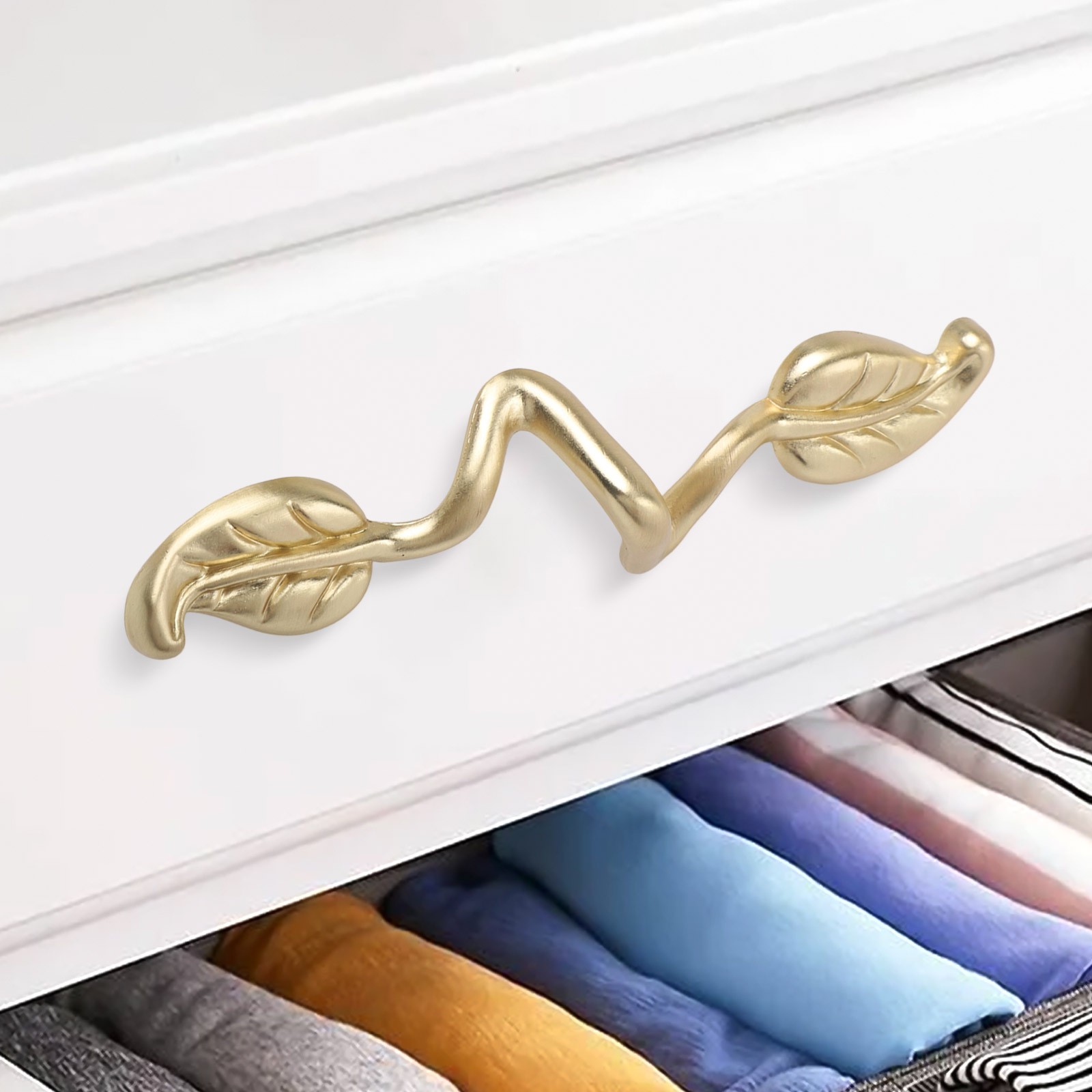 Leaf Patterned Cabinet Handles with Simple Installation Set of 2 Pieces