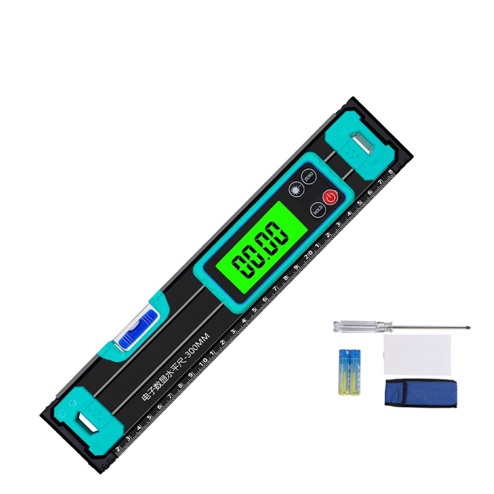 20cm 30cm Household Level Ruler with Green Backlight and Automatic Flip Screen