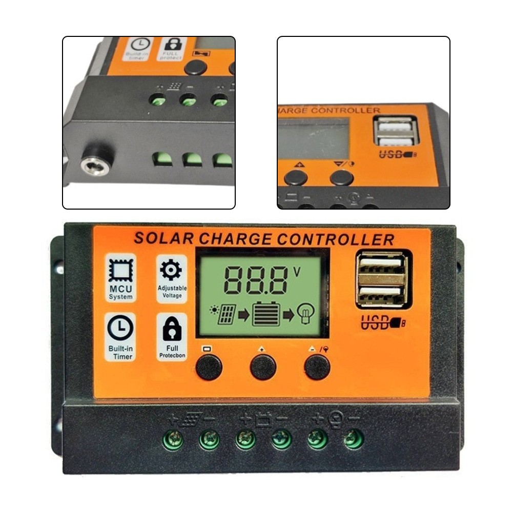 For Solar Charge Controller with Dual USB and DC Port for Safe Battery Charging