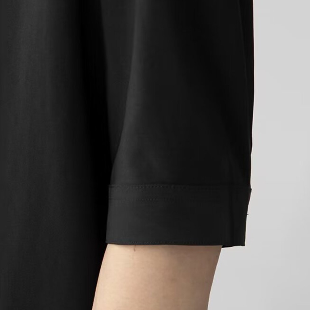 Camisas informales con cuello alto estilo chino calce limpio simple color liso para hombres - Imagen 38 de 46