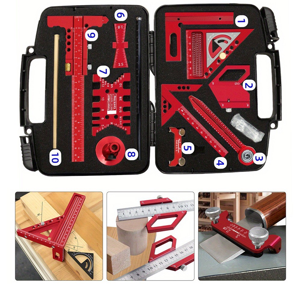 Quadrat Winkel Holzbearbeitung Messwerkzeug Kit Aluminiumlegierung Layout Markierung Set - Bild 16 von 16