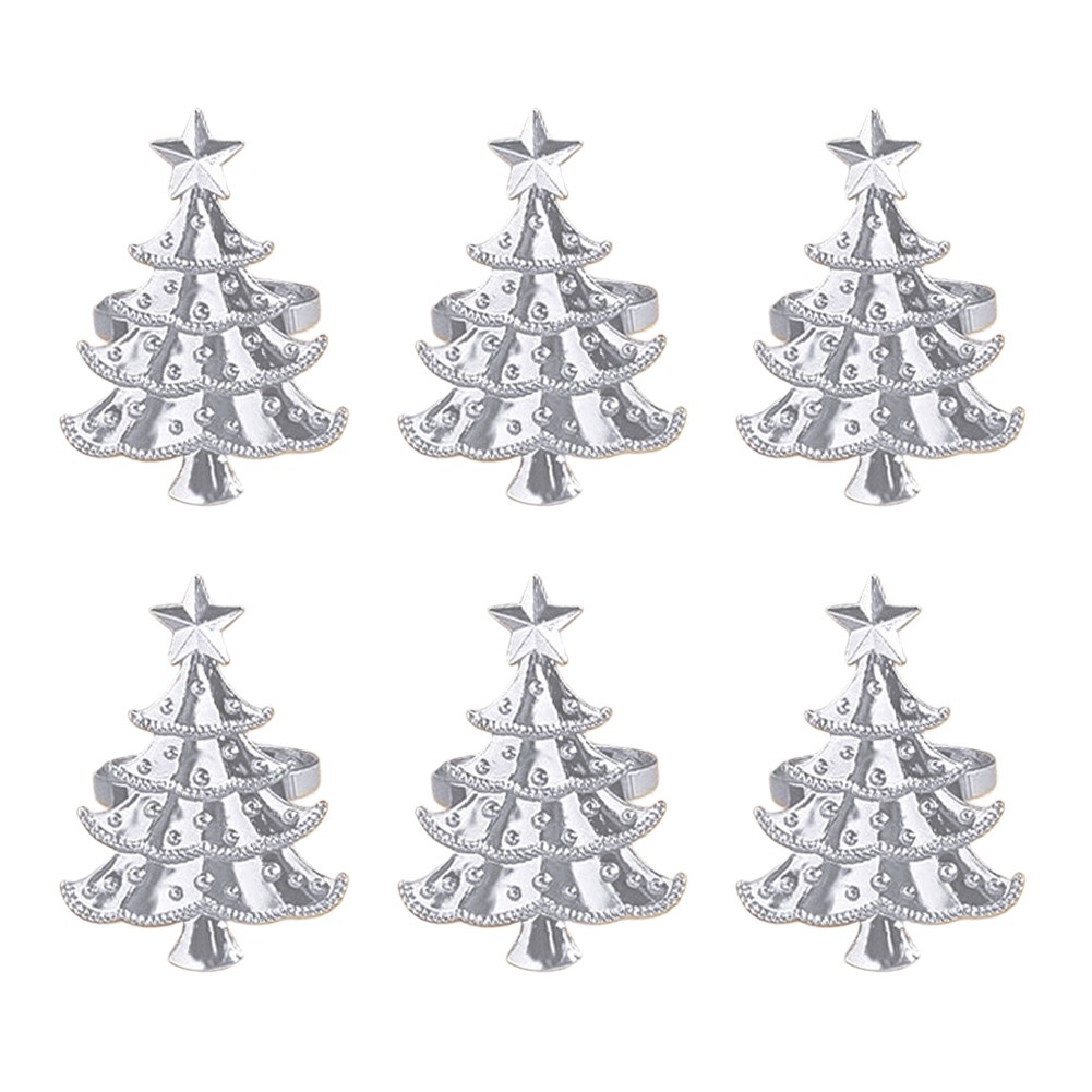 Christmas Tree Napkin Rings Set of 6 for Wedding Table and Family Gatherings