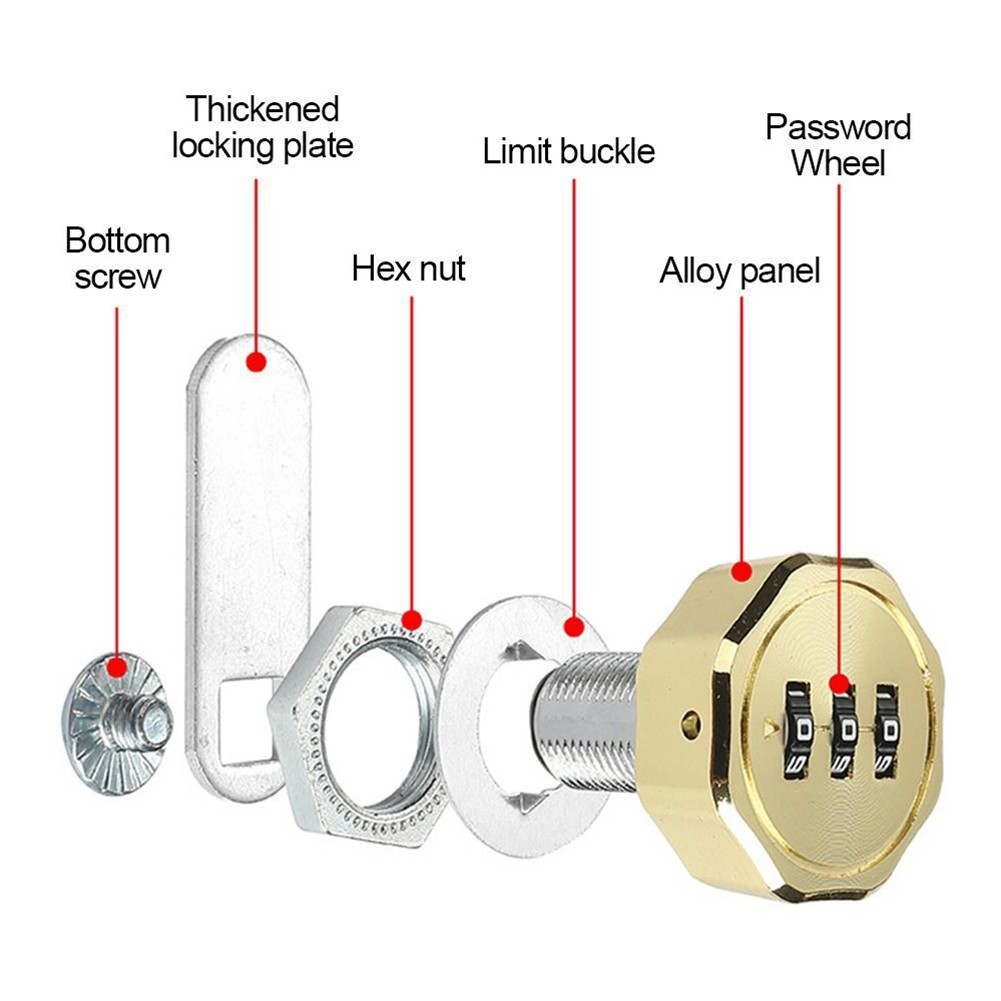 Zinc Alloy Password Lock 20mm with 3 Digit Combination for Motor Homes Caravans - Picture 23 of 23