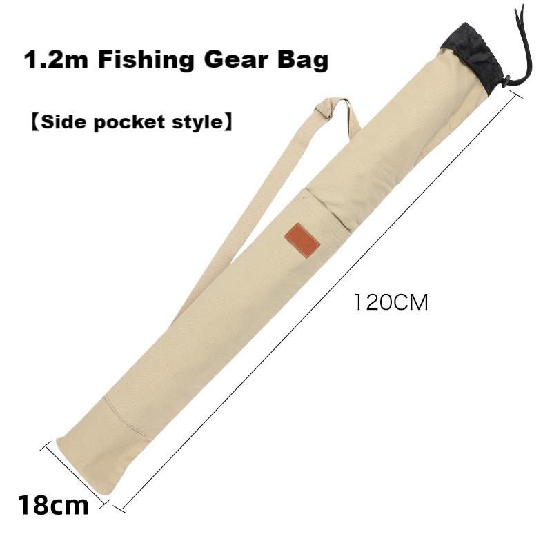 Fishing Pole Bag Waterproof Canvas Lightweight Holder with Side Storage Pockets