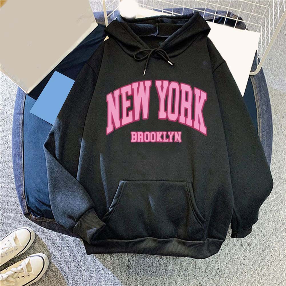 Thick Loose Fit Hooded Sweatshirt with Letter Print for Casual Occasions - Picture 6 of 7